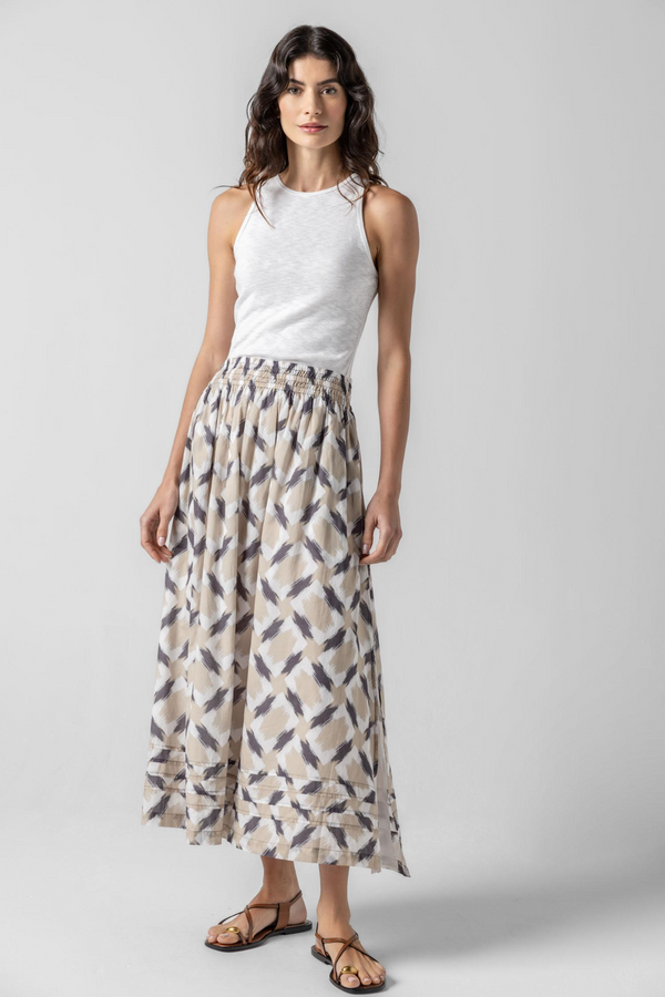 Shirred Elastic Waist Skirt