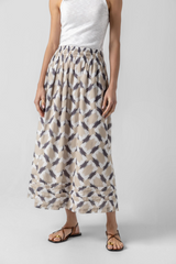 Light Gray Shirred Elastic Waist Skirt Maxi Skirt