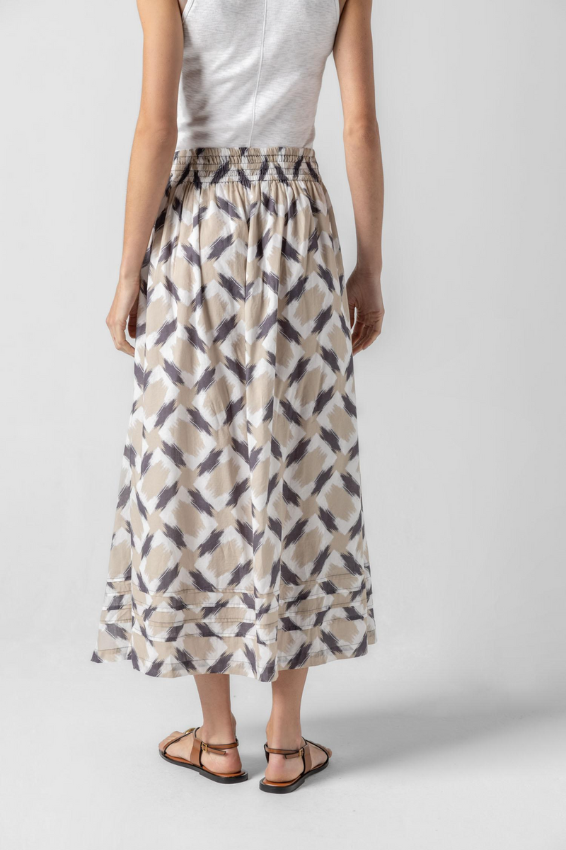 Light Gray Shirred Elastic Waist Skirt Maxi Skirt