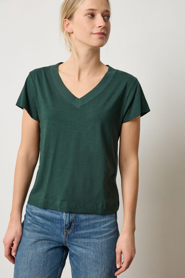 Gray Relaxed Short Sleeve V Neck Tee T Shirt