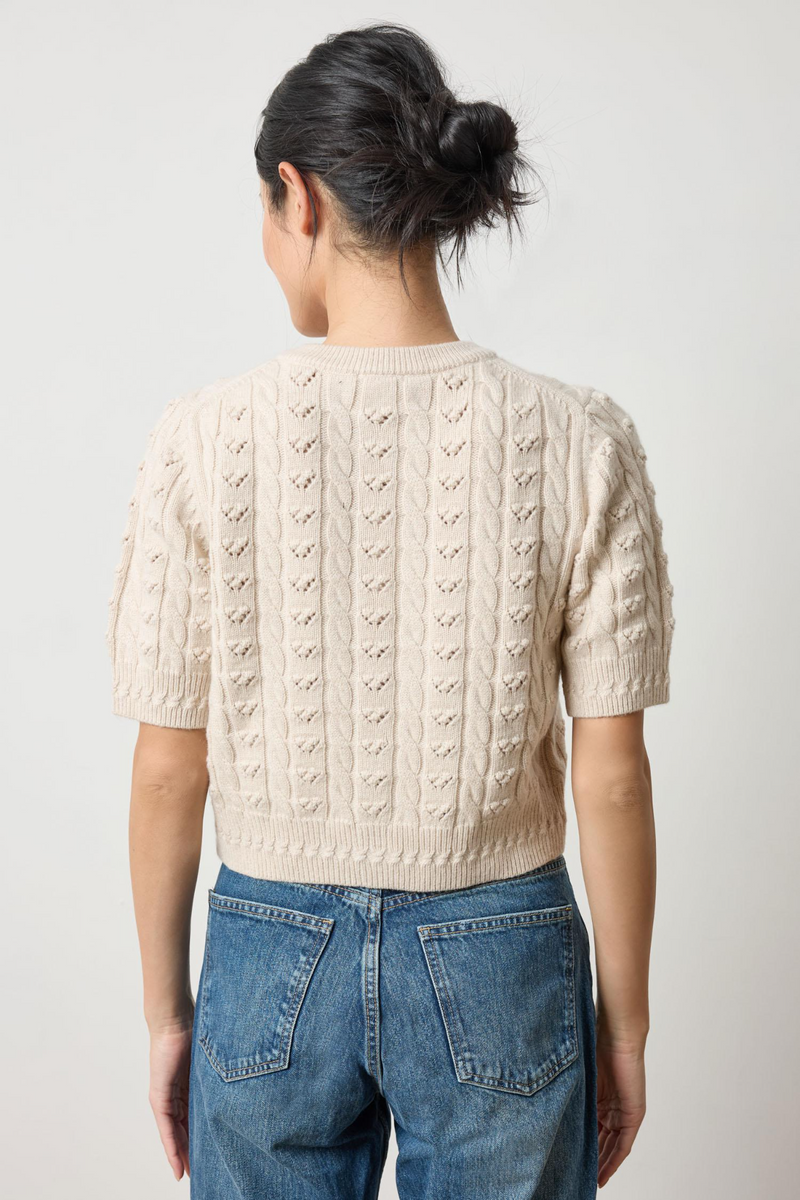 Light Gray Short Sleeve Cardigan Sweater Sweater