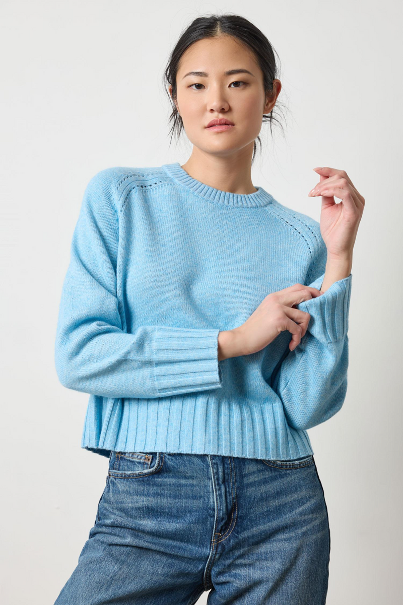 Light Gray Saddle Sleeve Crewneck Sweater Sweater