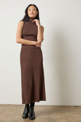 Gray Straight Rib Skirt Midi Skirt