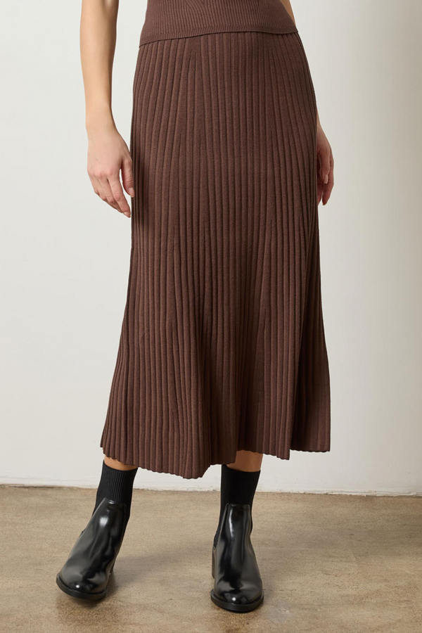 Gray Straight Rib Skirt Midi Skirt
