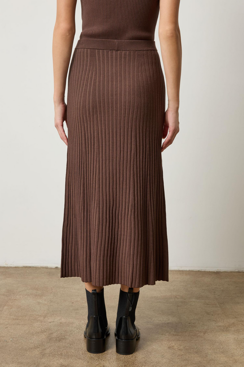 Gray Straight Rib Skirt Midi Skirt