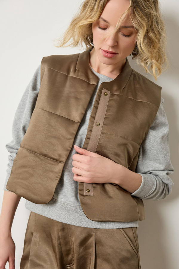 Dim Gray Satin Quilted Vest Vest