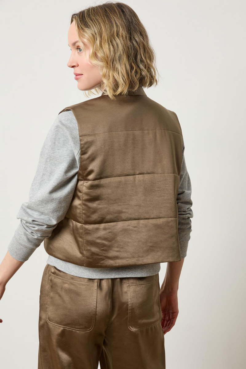 Light Gray Satin Quilted Vest Vest