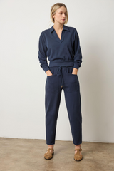 Light Gray Drop Shoulder Polo Top