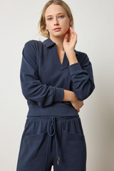 Light Gray Drop Shoulder Polo Top