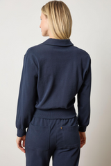 Light Gray Drop Shoulder Polo Top