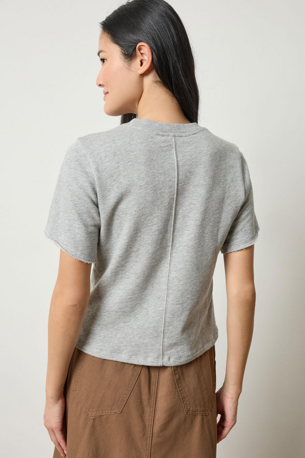 Light Gray Darted Elbow Sleeve Top Top