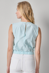 Gray Poplin Shell Top