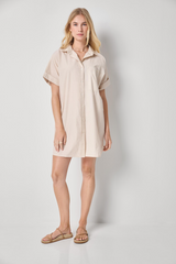 Light Gray Poplin Dolman Shirt Dress Mini Dress