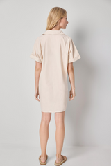 Light Gray Poplin Dolman Shirt Dress Mini Dress