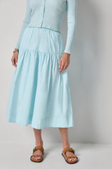 Dark Gray Poplin Yoke Skirt Midi Skirt