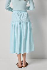 Dark Gray Poplin Yoke Skirt Midi Skirt