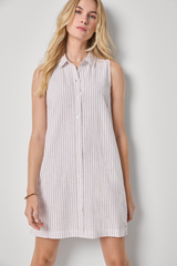 Light Gray Striped Button Down Dress in Bark Stripe Mini Dress