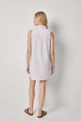 Light Gray Striped Button Down Dress in Bark Stripe Mini Dress