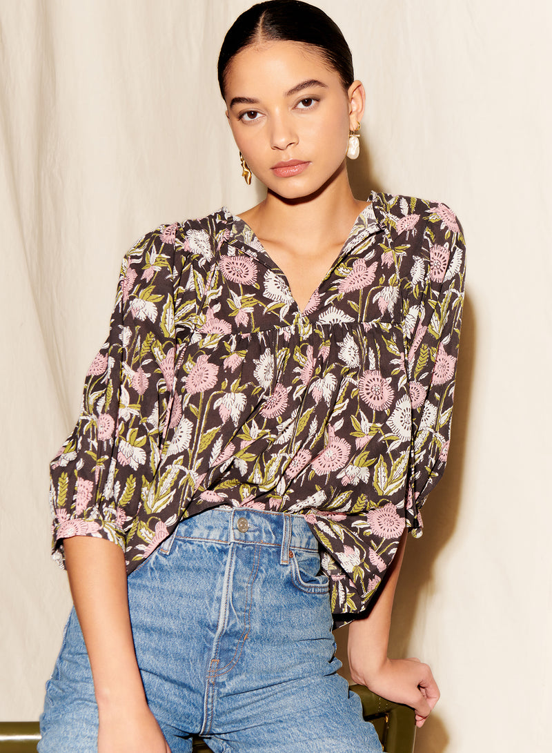 Light Gray Jesy Floral Print Top