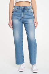 Beige Pleaser High Rise Wide Ankle Jeans