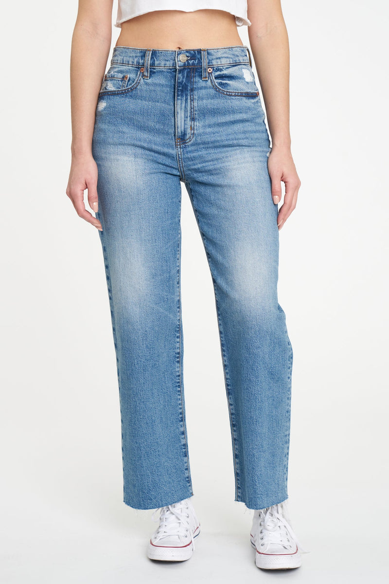 Beige Pleaser High Rise Wide Ankle Jeans