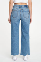 Steel Blue Pleaser High Rise Wide Ankle Jeans