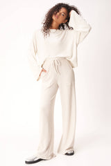 White Smoke Essential Cozy Rib Top Top