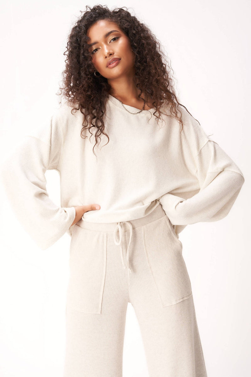 Beige Essential Cozy Rib Top Top