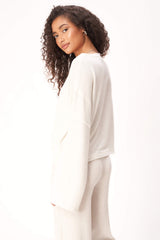 White Smoke Essential Cozy Rib Top Top