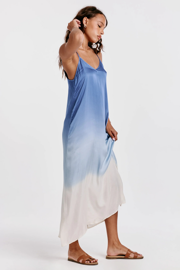 Lavender Ellah Slip Dress Blue Waves Ombre Maxi Dress