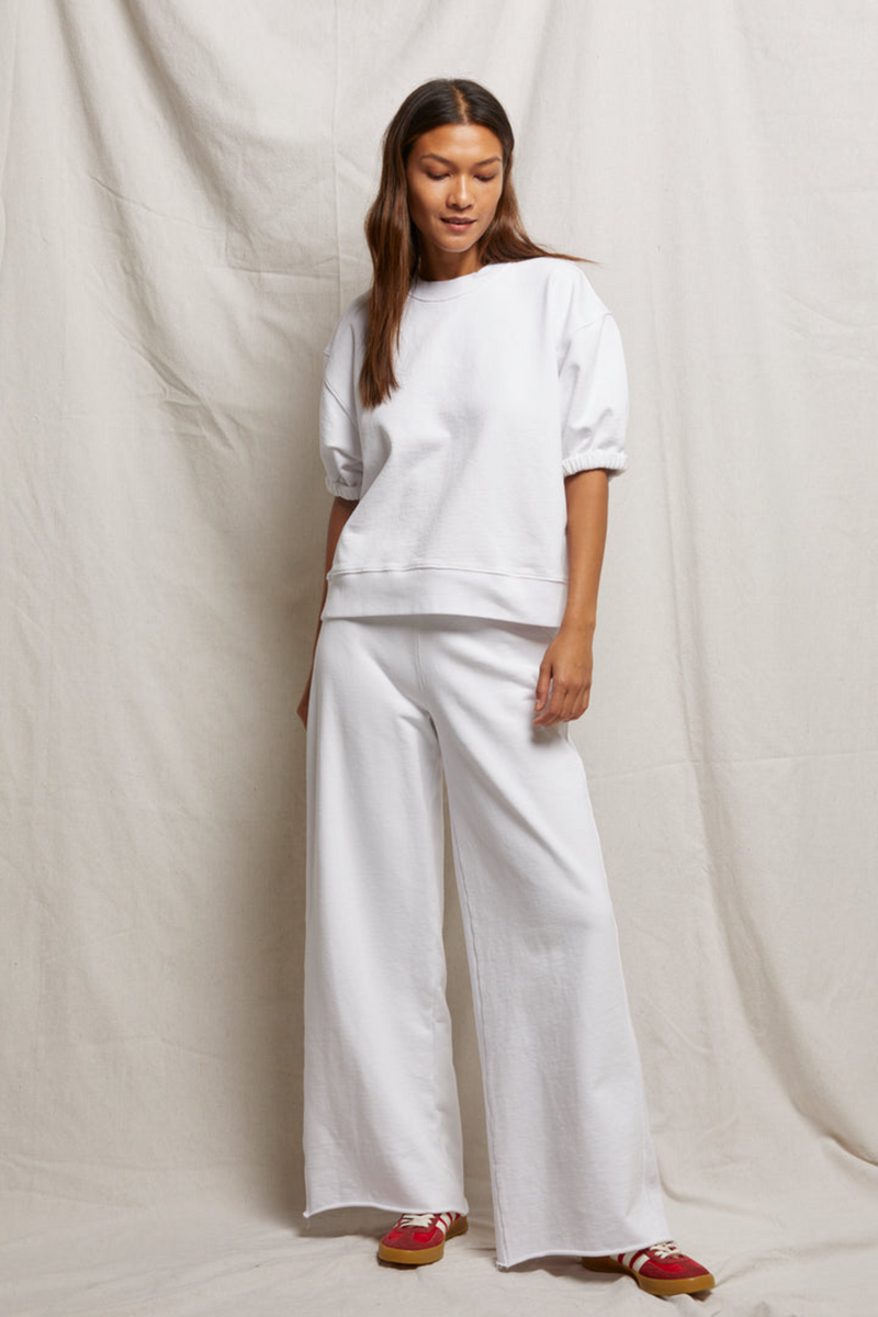 Gray Amber French Terry Wide Leg Pant Pant