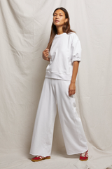 Gray Amber French Terry Wide Leg Pant Pant