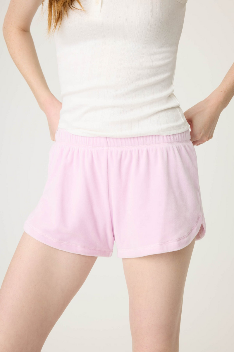 Antique White Spread Love Velour Short Pajama Shorts