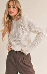 Light Gray Ren Braided Detail Sweater Sweater