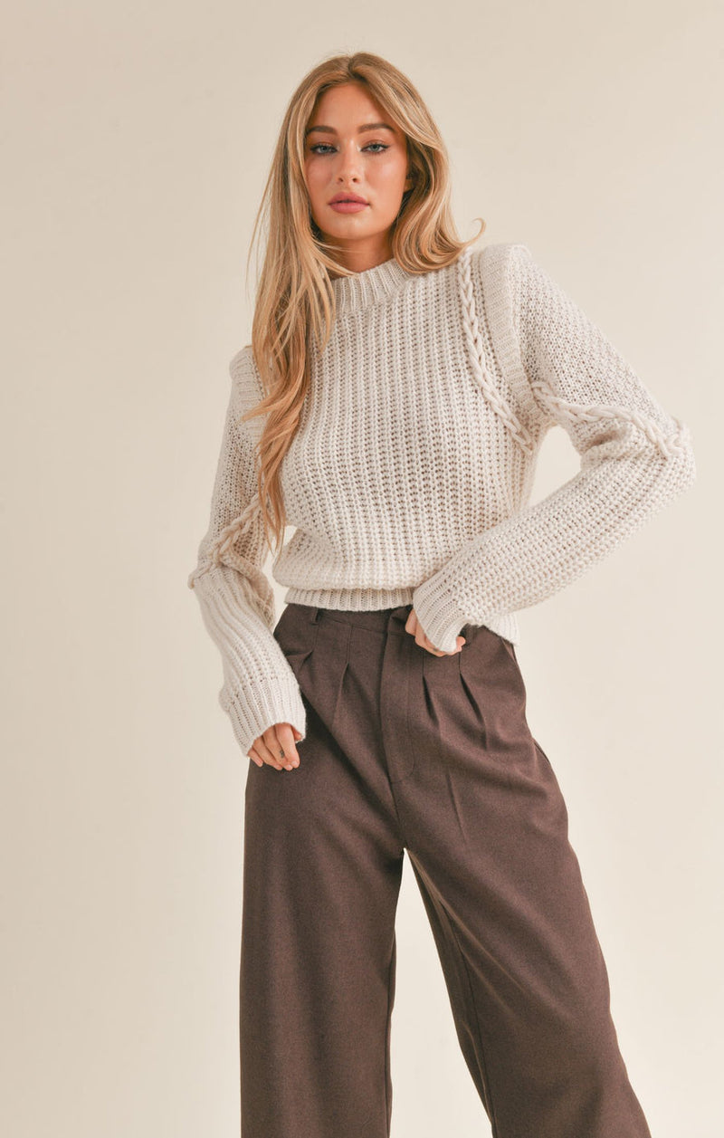 Light Gray Ren Braided Detail Sweater Sweater