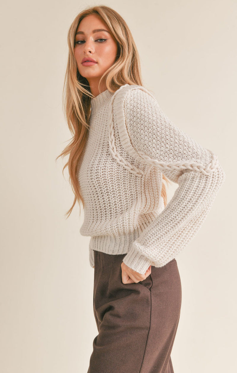 Light Gray Ren Braided Detail Sweater Sweater