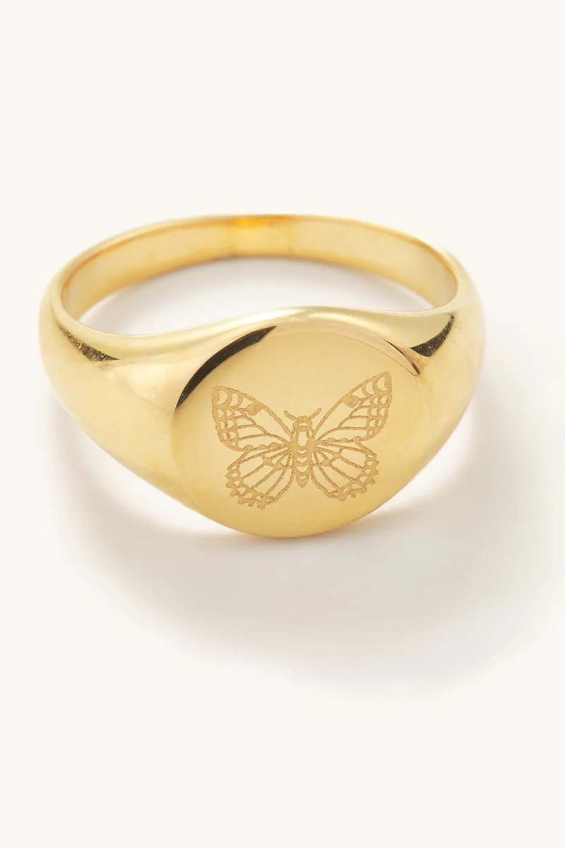 Seashell Mariposa Signet Ring Ring