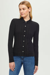 Light Gray Running Stitch Classic Shirt Shirts & Tops