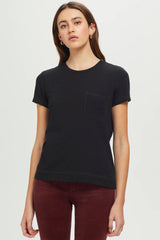 Light Gray Running Stitch Pocket Tee Shirts & Tops
