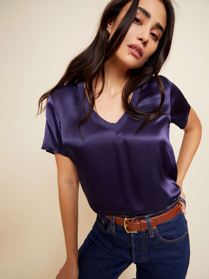 Light Gray June V Neck Tee Tee