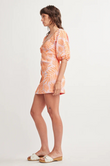 Antique White Jaden Mini Dress in Tropical Leaf Mini Dress