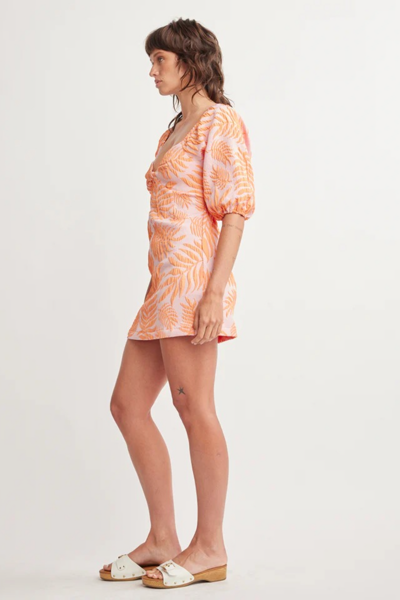 Antique White Jaden Mini Dress in Tropical Leaf Mini Dress