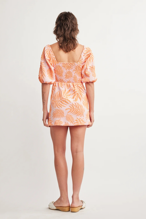 Antique White Jaden Mini Dress in Tropical Leaf Mini Dress