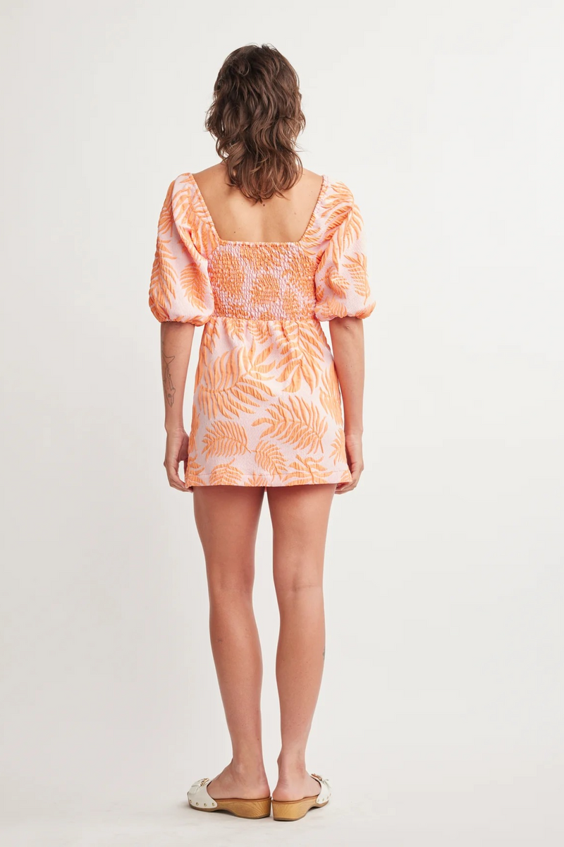 Antique White Jaden Mini Dress in Tropical Leaf Mini Dress