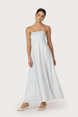 Talia Linen Pintuck Maxi Dress in Echo