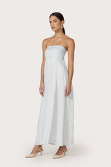 Talia Linen Pintuck Maxi Dress in Echo