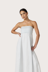 Talia Linen Pintuck Maxi Dress in Echo