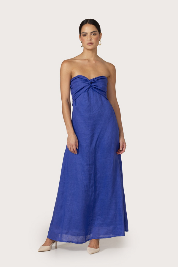 Dark Slate Blue Melody Linen Maxi Dress Maxi Dress