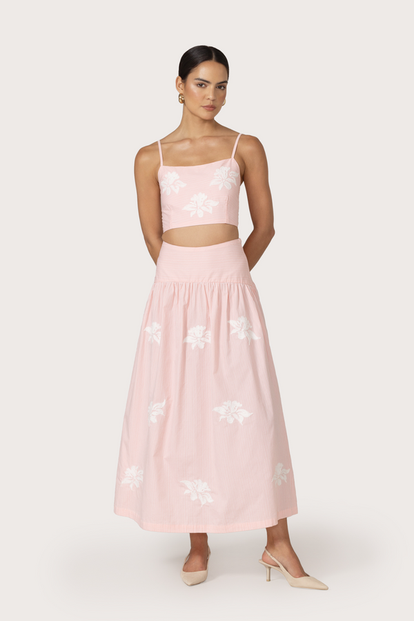 Oliver Embroidered Skirt in Orchid Stripe