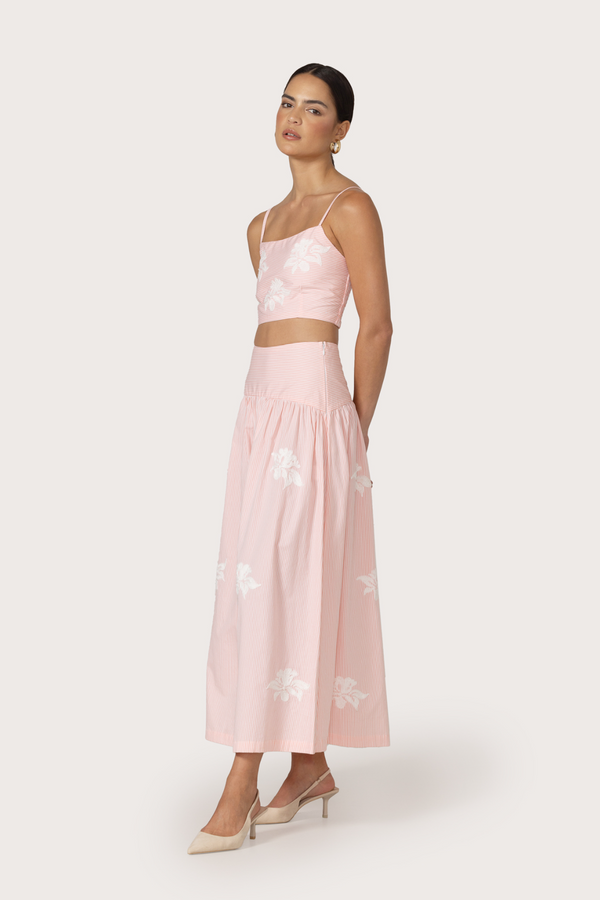 Oliver Embroidered Skirt in Orchid Stripe